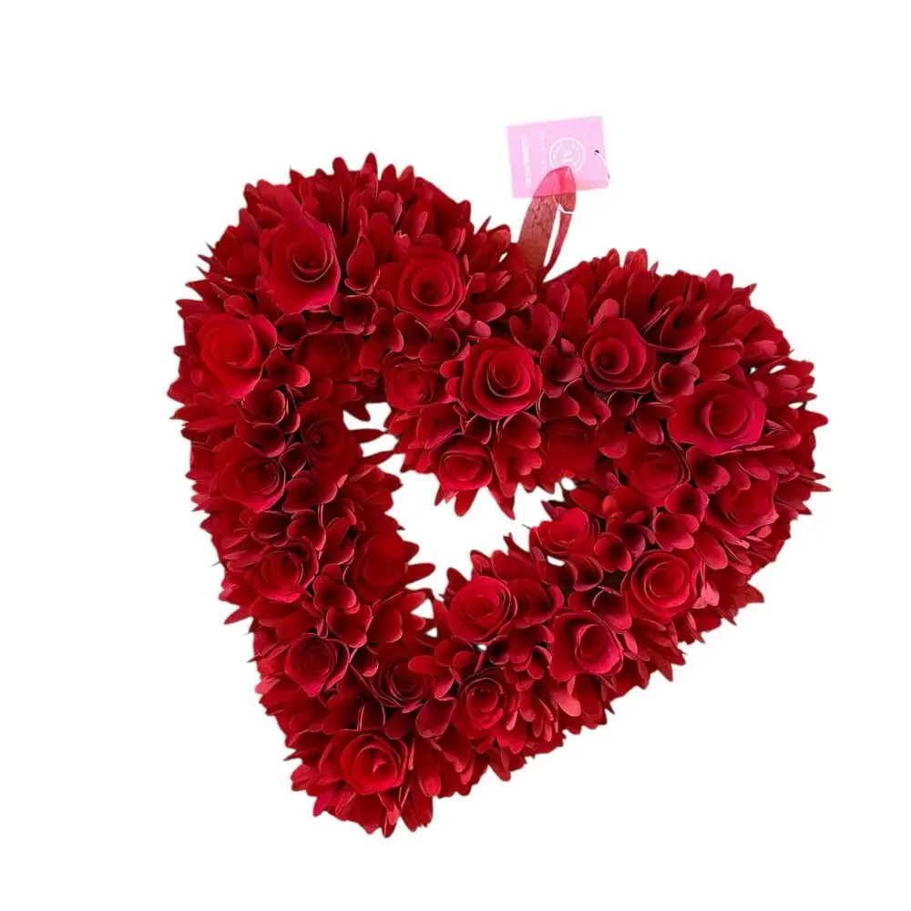 Martha Stewart Red Wood Curl Heart Wreath 20in Valentines Day Decor XO Love NEW